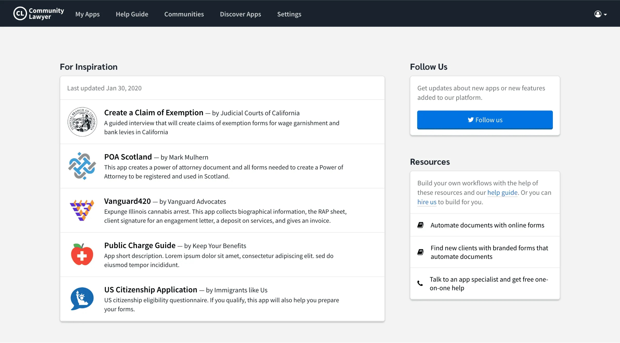 Community.lawyer app marketplace 2020