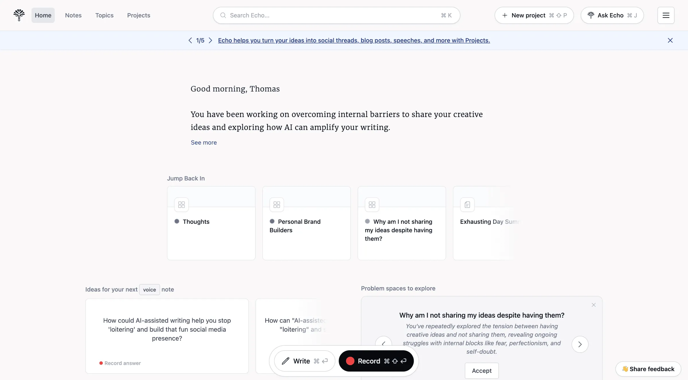 Echo web dashboard